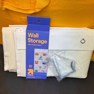 Up&Up White Wall Storage with 4 Metal Hooks 20 pockets 1 wall storage 38x24 new